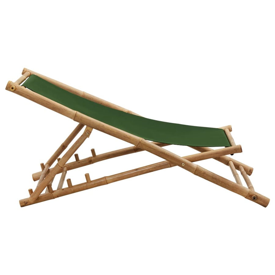 Ligstoel Bamboe En Canvas Groen