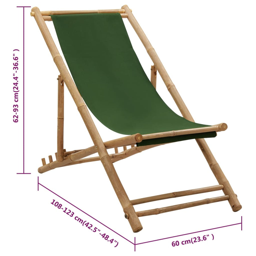 Ligstoel Bamboe En Canvas Groen