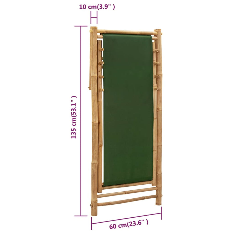 Ligstoel Bamboe En Canvas Groen
