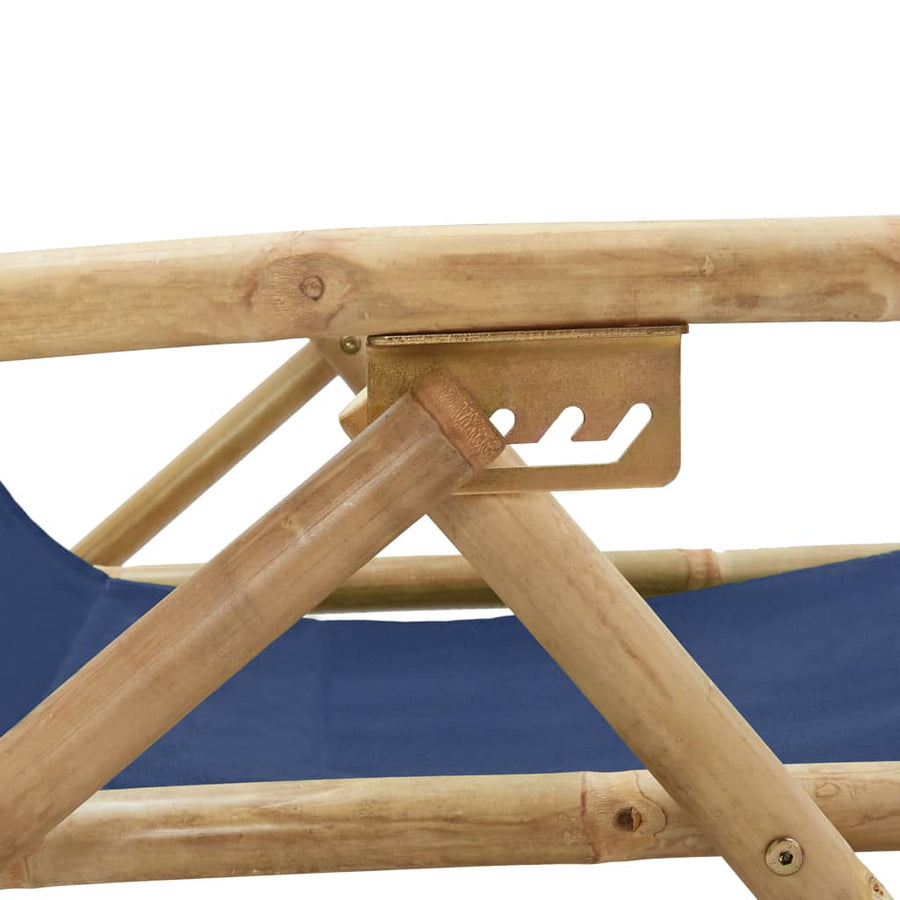 Relaxstoel Verstelbaar Bamboe En Stof Marineblauw