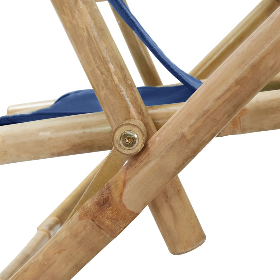 Relaxstoel Verstelbaar Bamboe En Stof Marineblauw