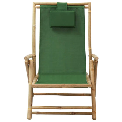 Relaxstoel Verstelbaar Bamboe En Stof Groen