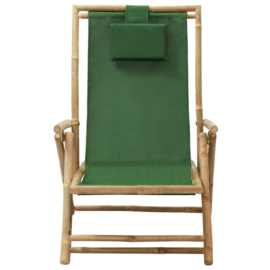 Relaxstoel Verstelbaar Bamboe En Stof Groen