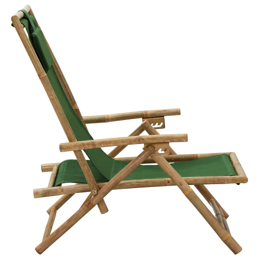 Relaxstoel Verstelbaar Bamboe En Stof Groen