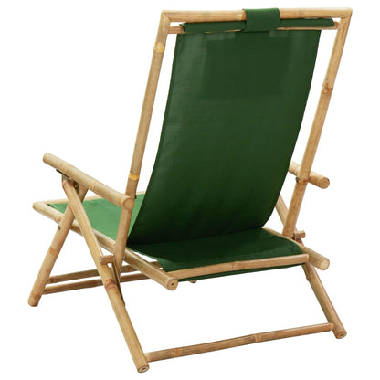 Relaxstoel Verstelbaar Bamboe En Stof Groen