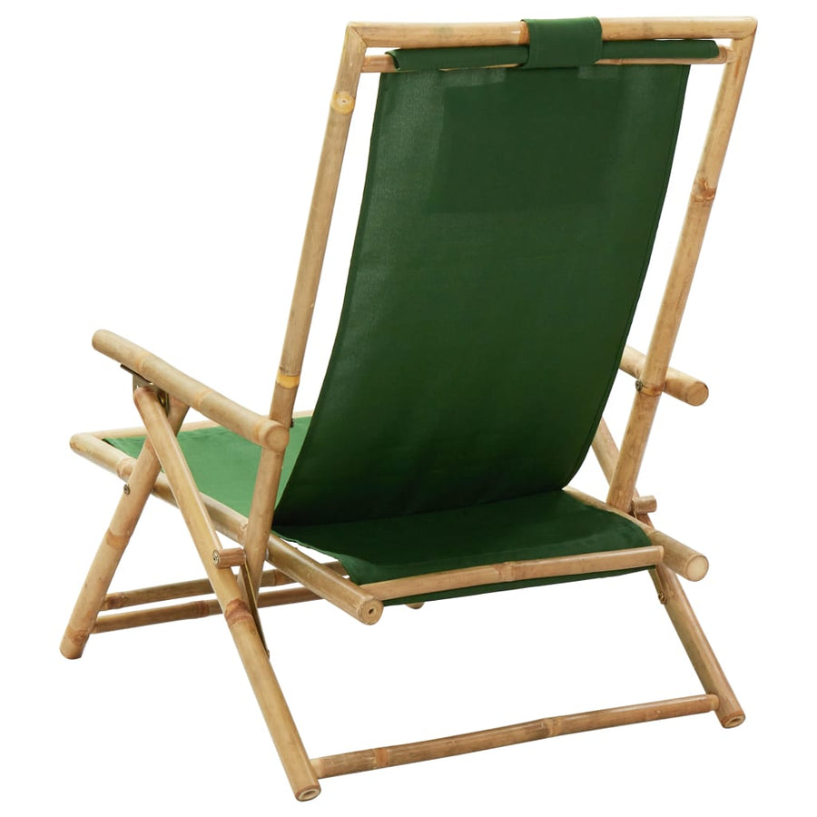 Relaxstoel Verstelbaar Bamboe En Stof Groen