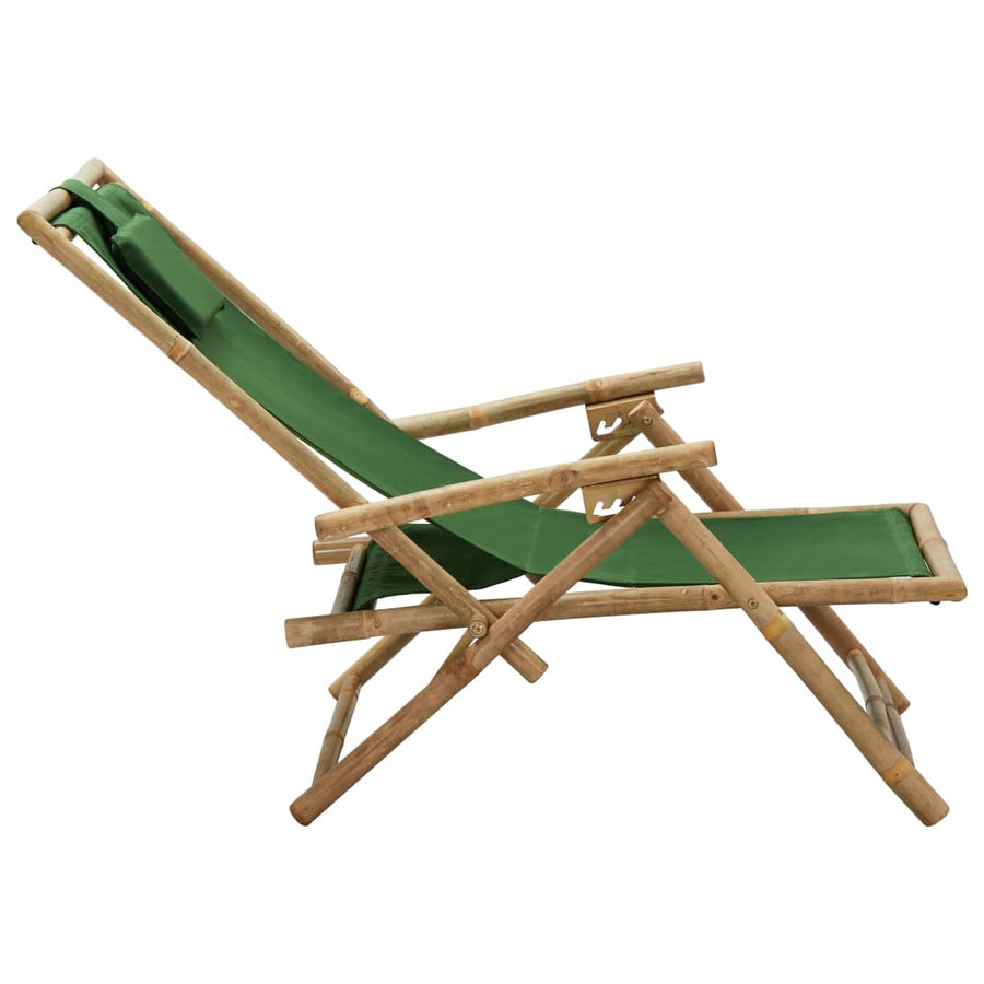 Relaxstoel Verstelbaar Bamboe En Stof Groen
