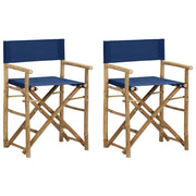 Regisseursstoel 2 st inklapbaar blauw bamboe stof 60x45x88 cm