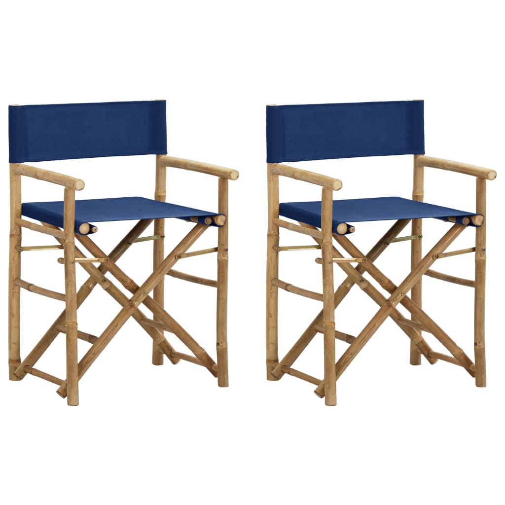 Regisseursstoelen Inklapbaar Bamboe En Stof Blauw