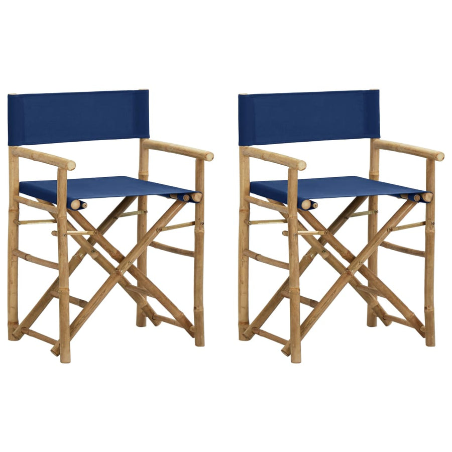 Regisseursstoelen Inklapbaar Bamboe En Stof Blauw