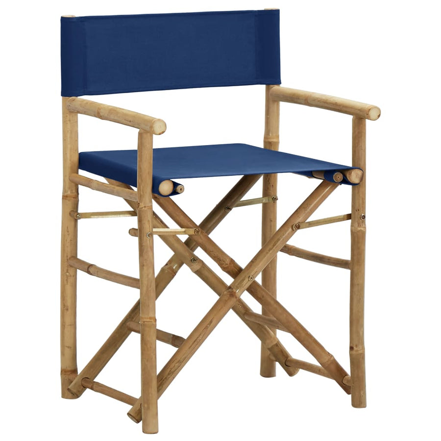 Regisseursstoelen Inklapbaar Bamboe En Stof Blauw