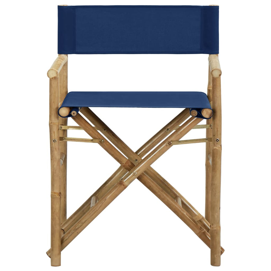 Regisseursstoelen Inklapbaar Bamboe En Stof Blauw