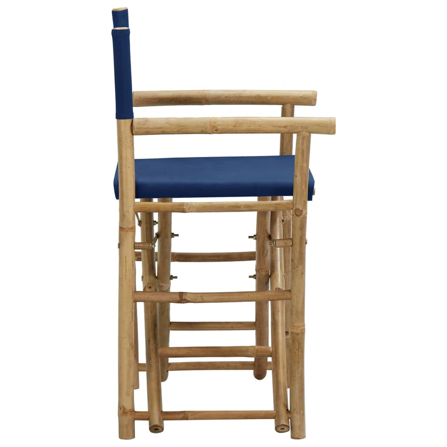 Regisseursstoelen Inklapbaar Bamboe En Stof Blauw