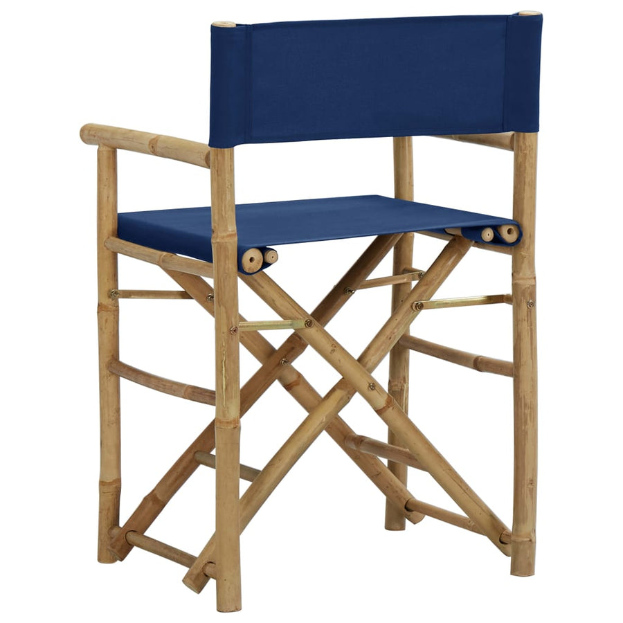 Regisseursstoelen Inklapbaar Bamboe En Stof Blauw