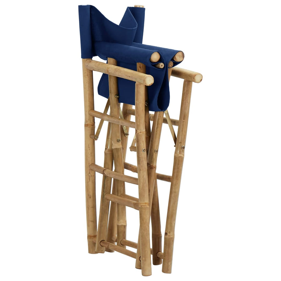 Regisseursstoelen Inklapbaar Bamboe En Stof Blauw