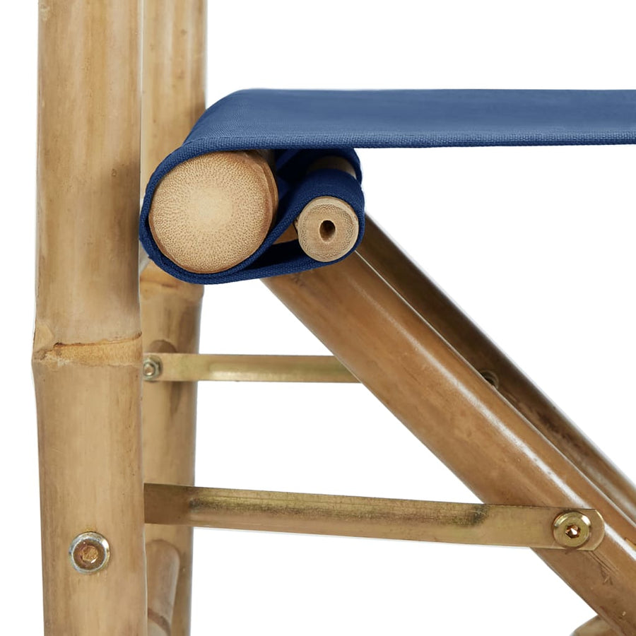 Regisseursstoelen Inklapbaar Bamboe En Stof Blauw