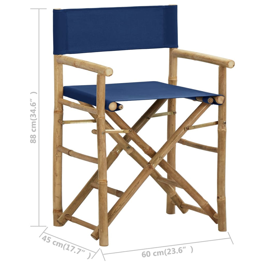 Regisseursstoelen Inklapbaar Bamboe En Stof Blauw
