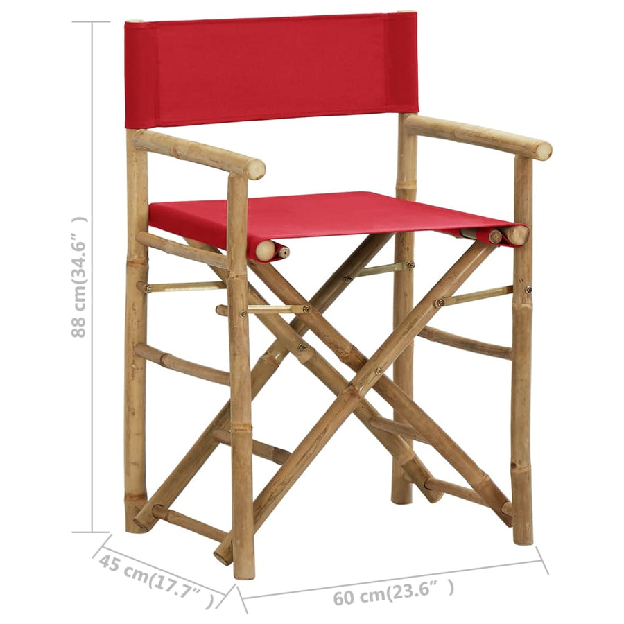 Regisseursstoelen Inklapbaar Bamboe En Stof Rood