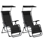 Terrace chairs 2 pcs foldable textilene black