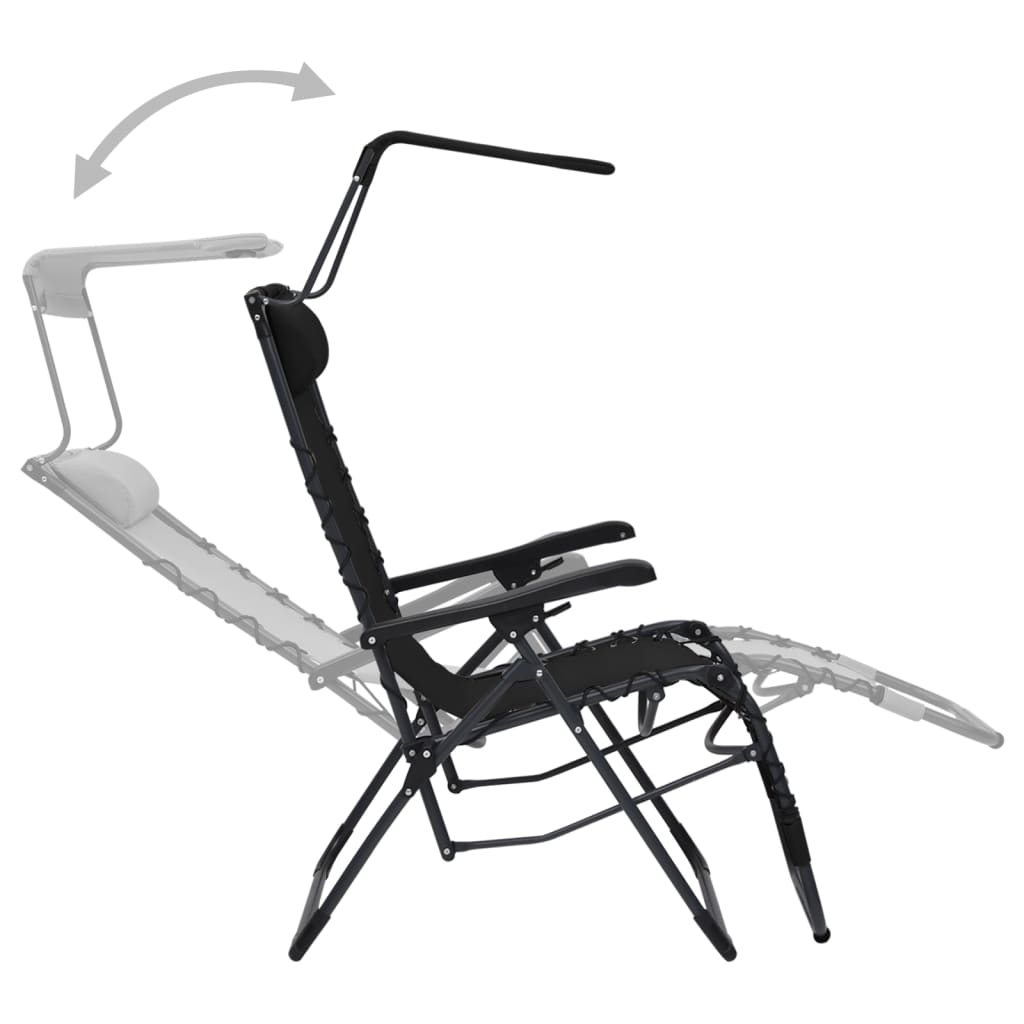 Terrasstoelen Inklapbaar Textileen 2 Zwart Met luifel
