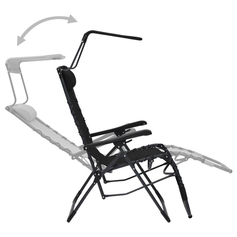 Terrasstoelen Inklapbaar Textileen 2 Zwart Met luifel