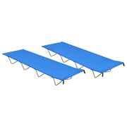 Campingbed 2 st 180x60x19 cm oxford stof staal blauw