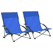 Strandstoelen 2 stuks inklapbaar blauw stof