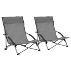 Beach chairs 2 pcs foldable fabric grey
