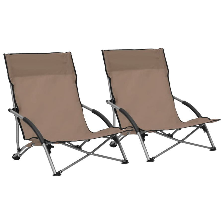 Strandstoelen 2 st inklapbaar stof taupe Taupe