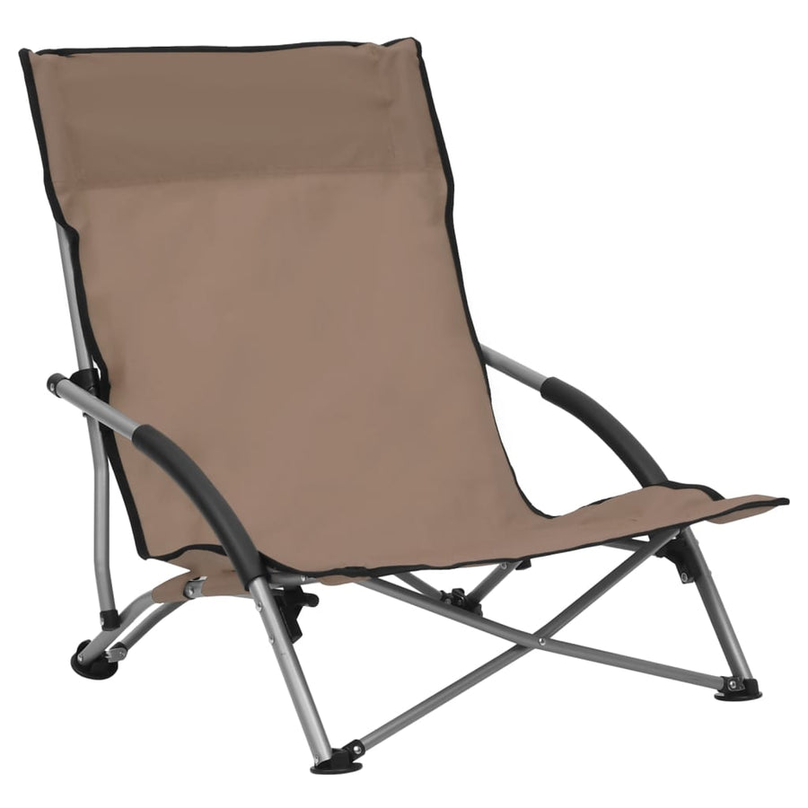 Strandstoelen 2 st inklapbaar stof taupe Taupe
