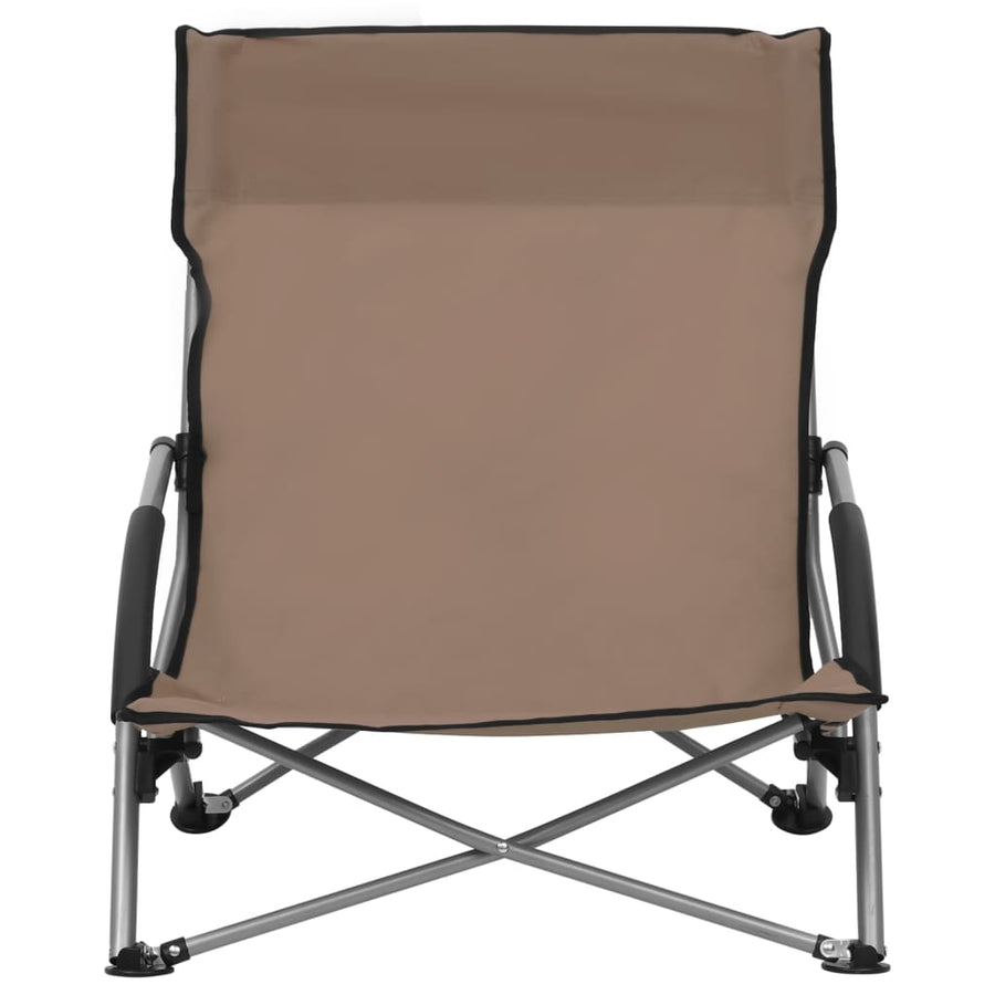 Strandstoelen 2 st inklapbaar stof taupe Taupe