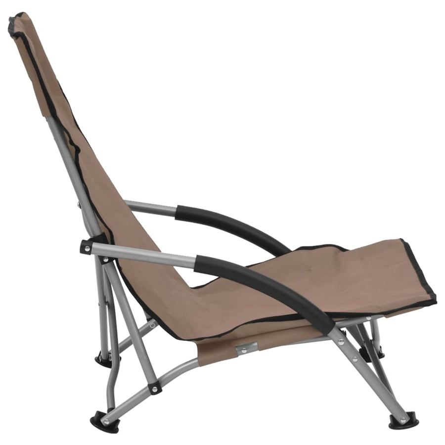 Strandstoelen 2 st inklapbaar stof taupe Taupe