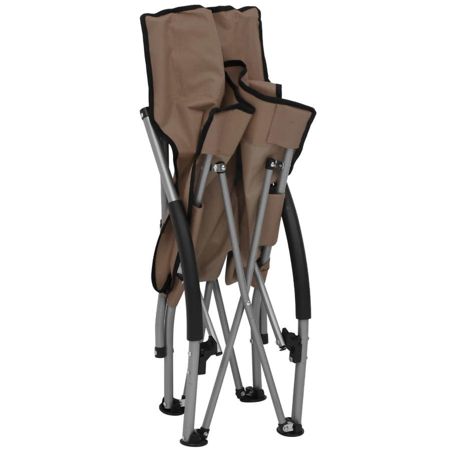 Strandstoelen 2 st inklapbaar stof taupe Taupe