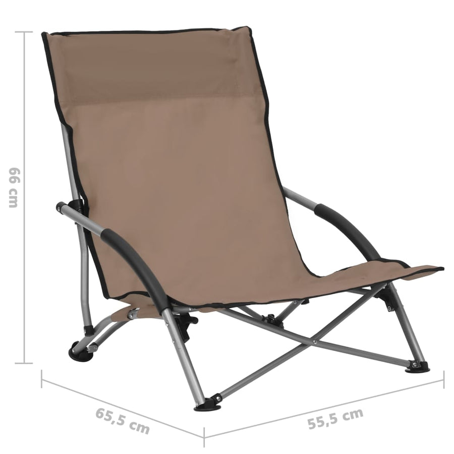 Strandstoelen 2 st inklapbaar stof taupe Taupe