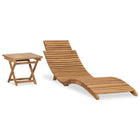 Sunlounger with fold-out table solid teak