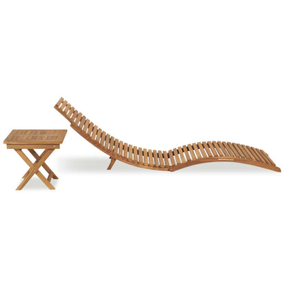 Ligbed Met Inklapbare Tafel Massief Teakhout 1 Met tafel