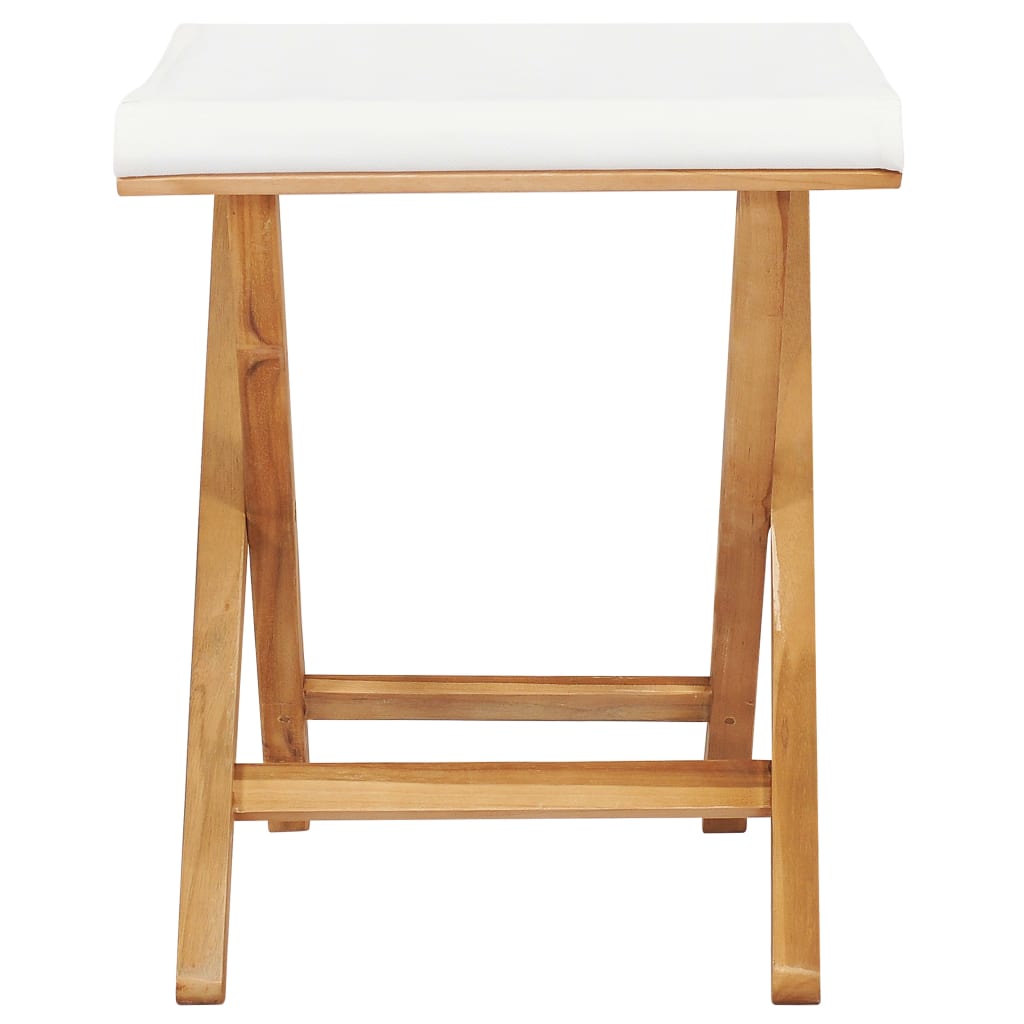 Stoelen Inklapbaar 2 St Massief Teakhout En Stof Crèmewit