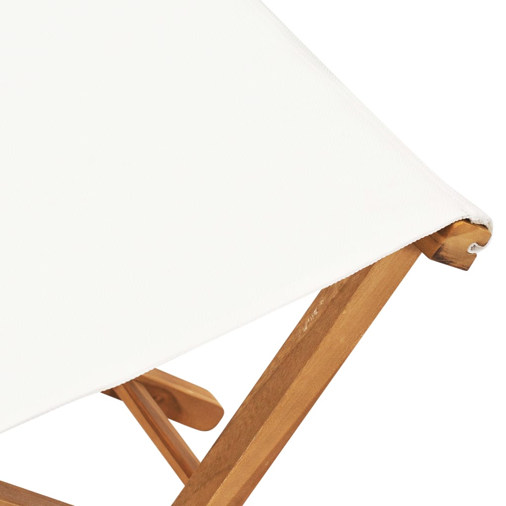 Stoelen Inklapbaar 2 St Massief Teakhout En Stof Crèmewit