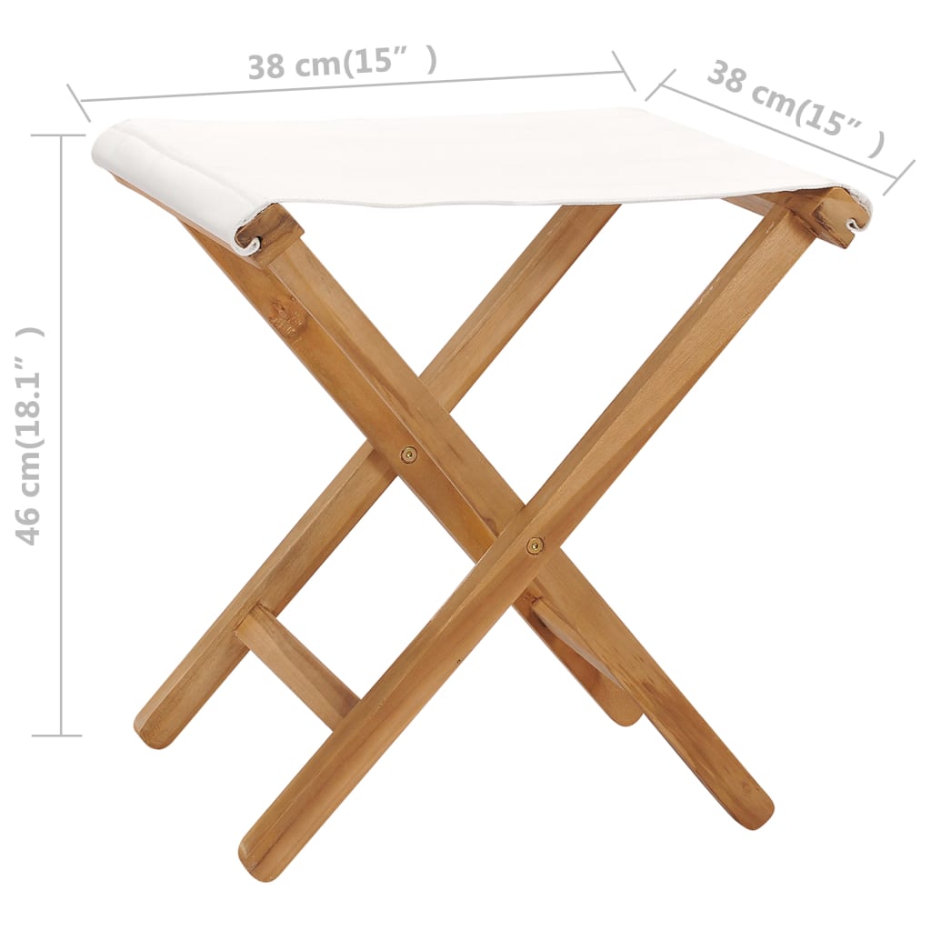Stoelen Inklapbaar 2 St Massief Teakhout En Stof Crèmewit
