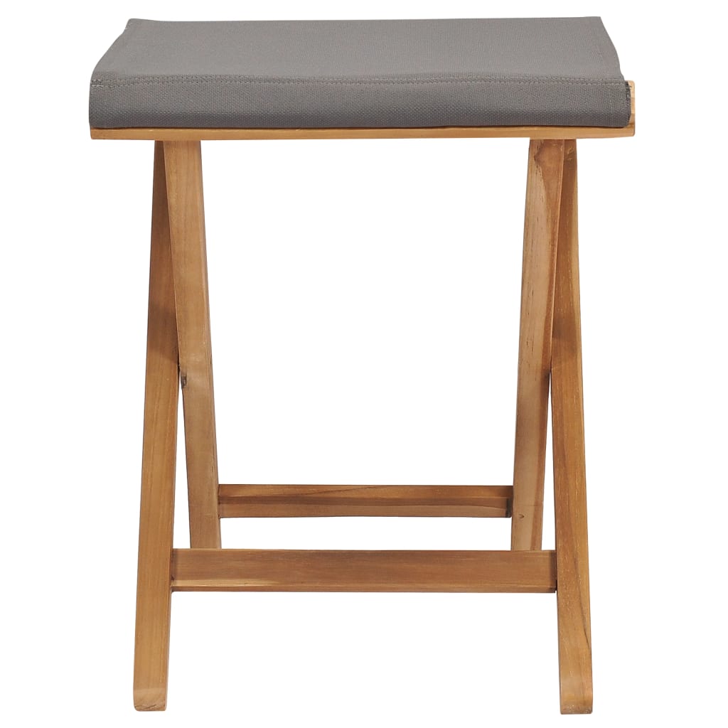Stoelen Inklapbaar St Massief Teakhout En Stof 2 Donkergrijs