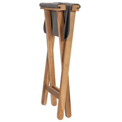 Stoelen Inklapbaar St Massief Teakhout En Stof 2 Donkergrijs