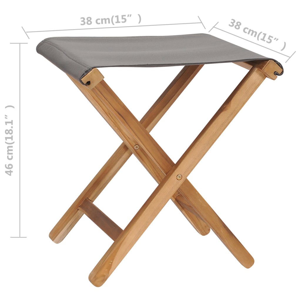 Stoelen Inklapbaar St Massief Teakhout En Stof 2 Donkergrijs