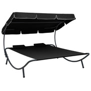 Lounge bed with canopy and cushions black