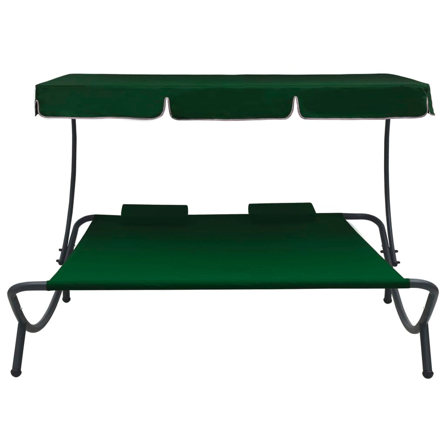 Loungebed Met Luifel En Kussens Groen