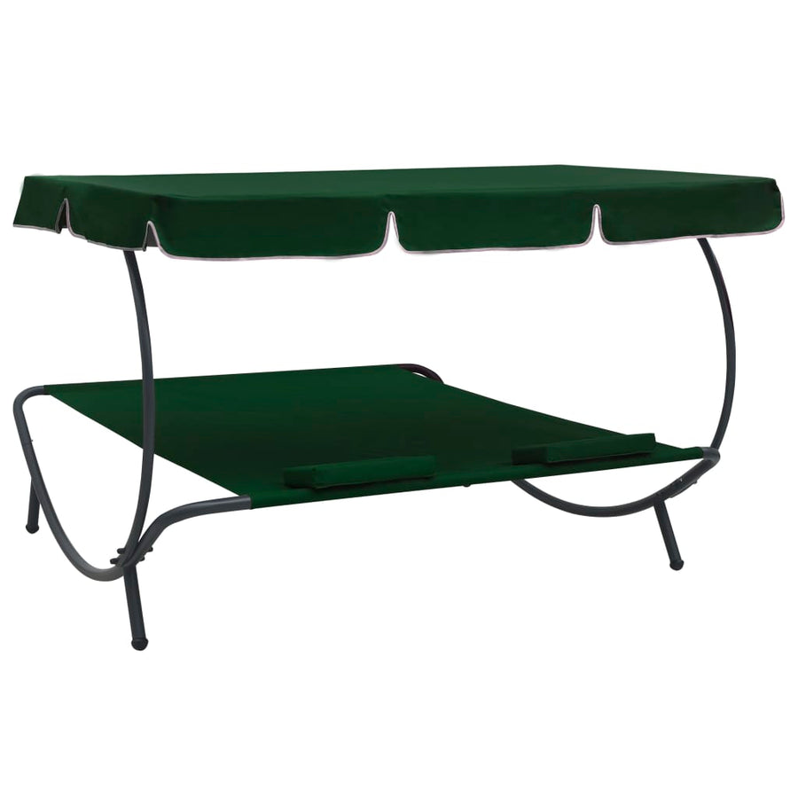 Loungebed Met Luifel En Kussens Groen