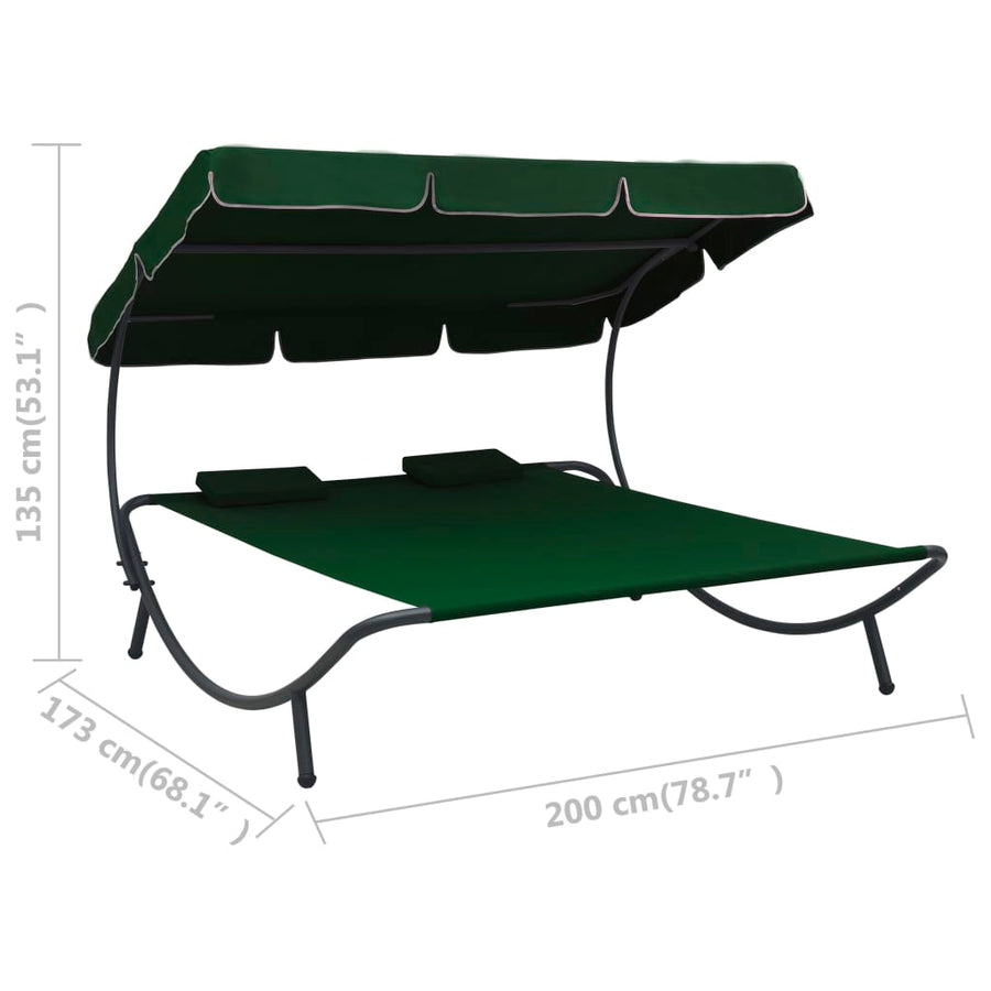 Loungebed Met Luifel En Kussens Groen