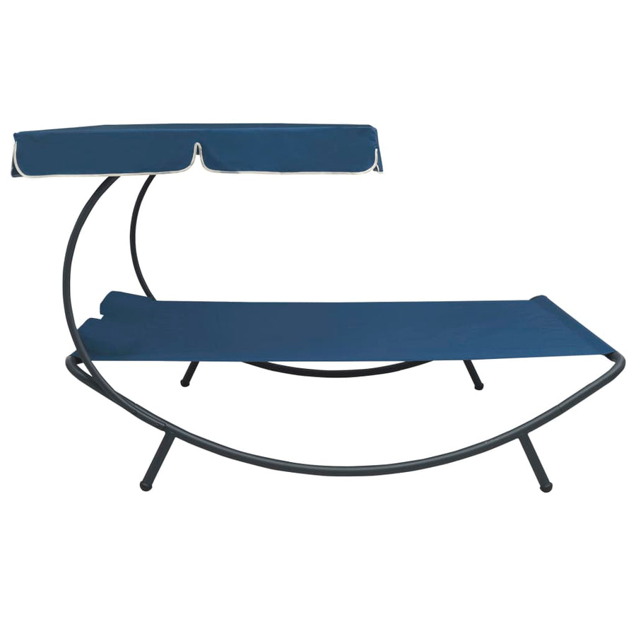 Loungebed Met Luifel En Kussens Blauw