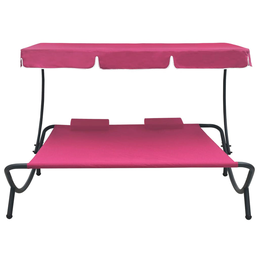Loungebed Met Luifel En Kussens Roze