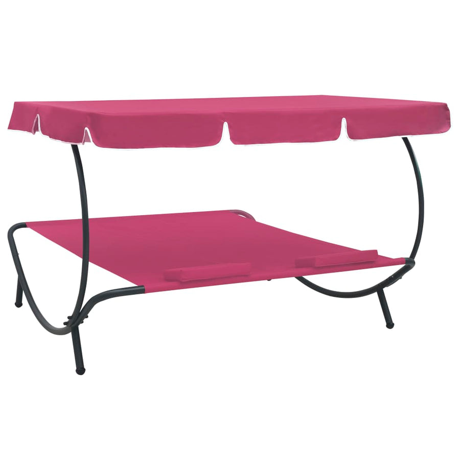 Loungebed Met Luifel En Kussens Roze
