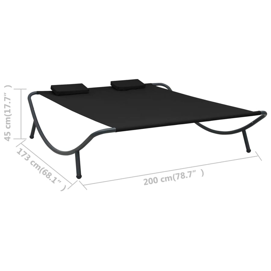Loungebed stof zwart Zwart